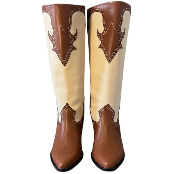 Zodiac Brown/Plaster Western Tall Boots NEW Size 10 - Picture 7 of 13